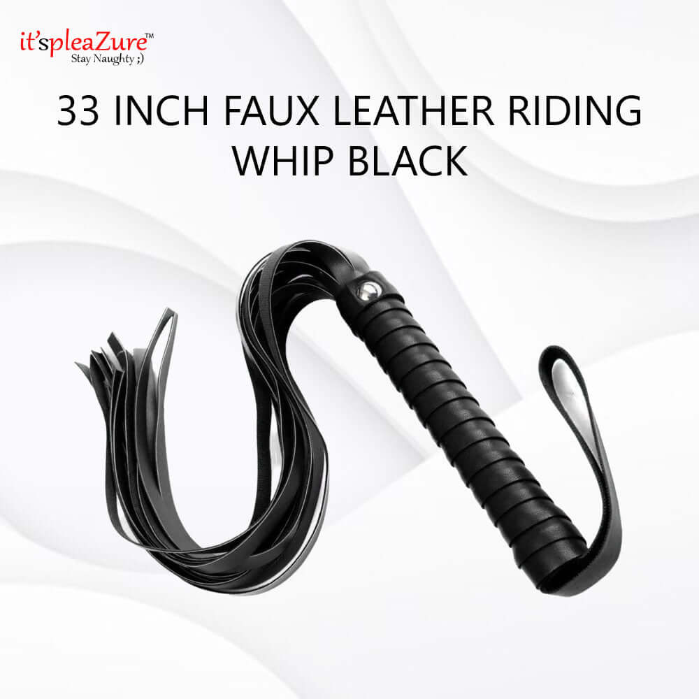 Black 33 cm Faux Leather Riding Whip from Itspleazure