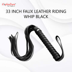 Black 33 cm Faux Leather Riding Whip from Itspleazure