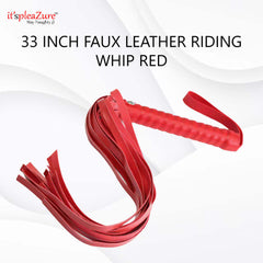 Red 33 cm Faux Leather Riding Whip from Itspleazure