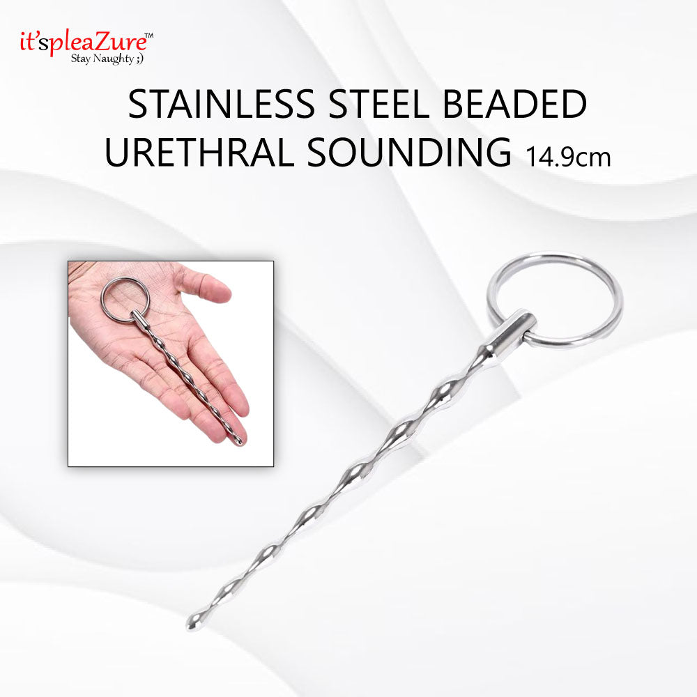 it'spleaZure beaded urethral sound - 14.9cm stainless steel with graduated beads