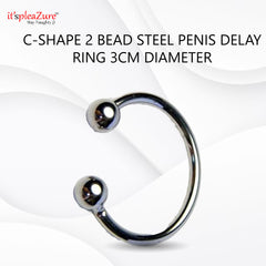 Steel C-Shape 2 Bead Steel Penis Delay Ring 3cm Diameter at Itspleazure