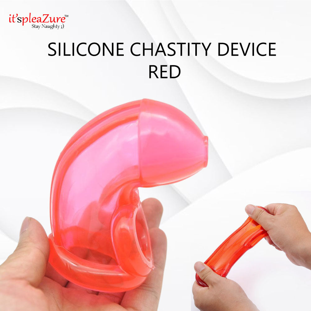 Itspleazure red silicone men's chastity penis sleeve 