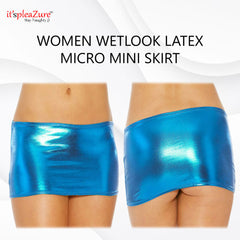 ItspleaZure women Wetlook Latex Micro Mini Skirt