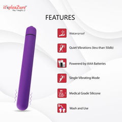 Itspleazure Purple Vibrating Wand Bullet Vibrator