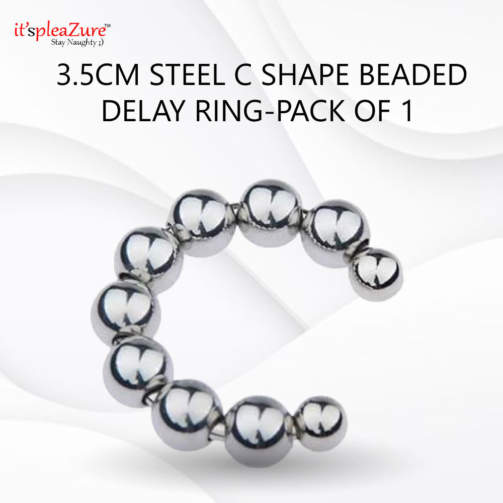 Steel C-Shape 3.5cm Beaded Steel Penis Ring at Itspleazure