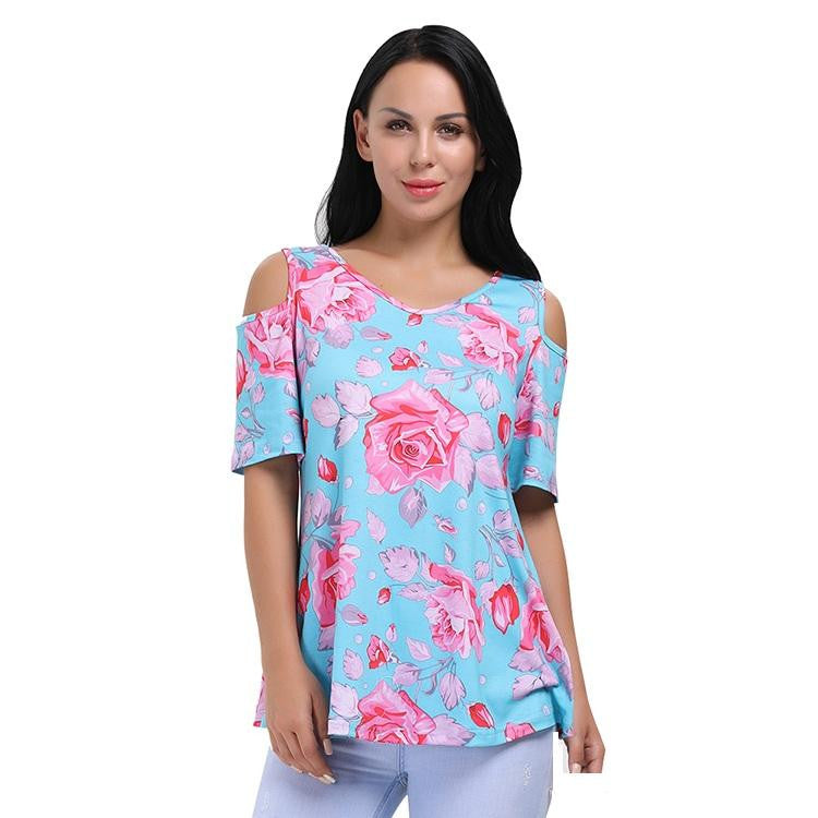 Intrigued Flower Printed Cold Shoulder Top for Women at itspleaZure