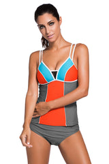 ItsPleaZure Lace Splice Color Block with Grey Brief 2pcs Tankini Swimsuit for  at itspleaZure