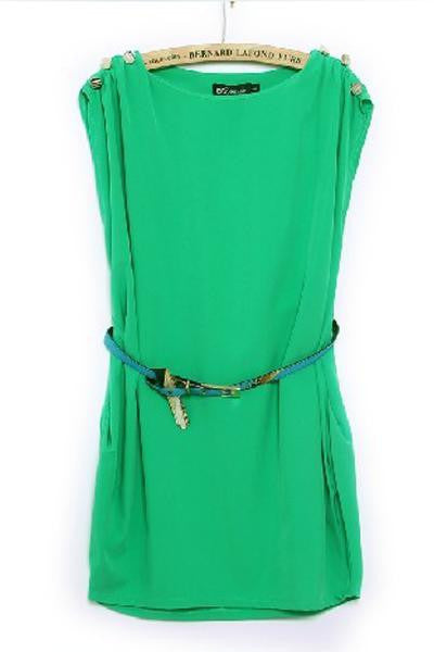 Green sleeveless chiffon Dress for Women suitable for summers at itspleaZure