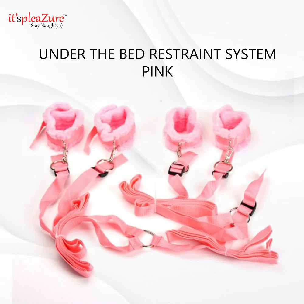 Pink Under the Bed Restraint System by it'spleaZure™ with wrist and ankle straps for discreet pleasure