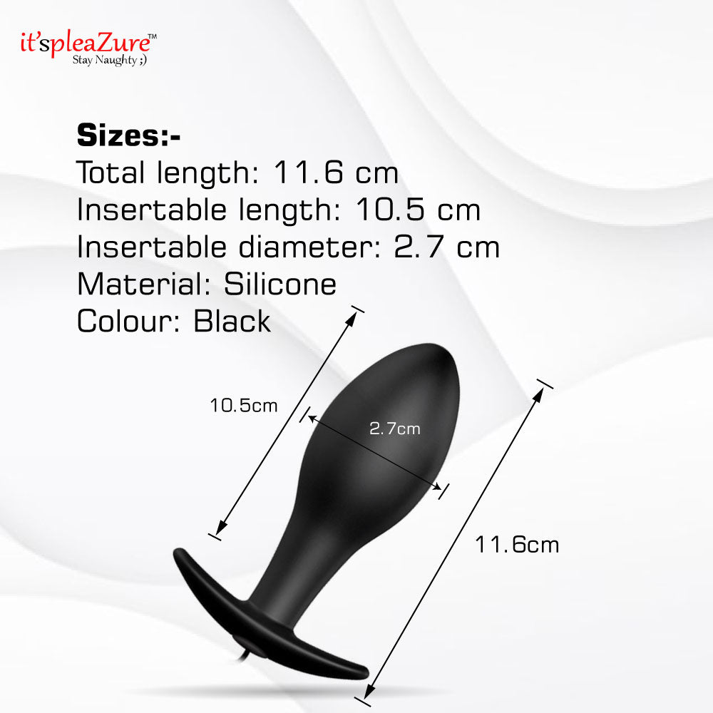Size details of anal plug - 11.6cm length, 2.7cm diameter