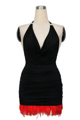 ItspleaZure Red & Black V Neck Mini 1 Piece 