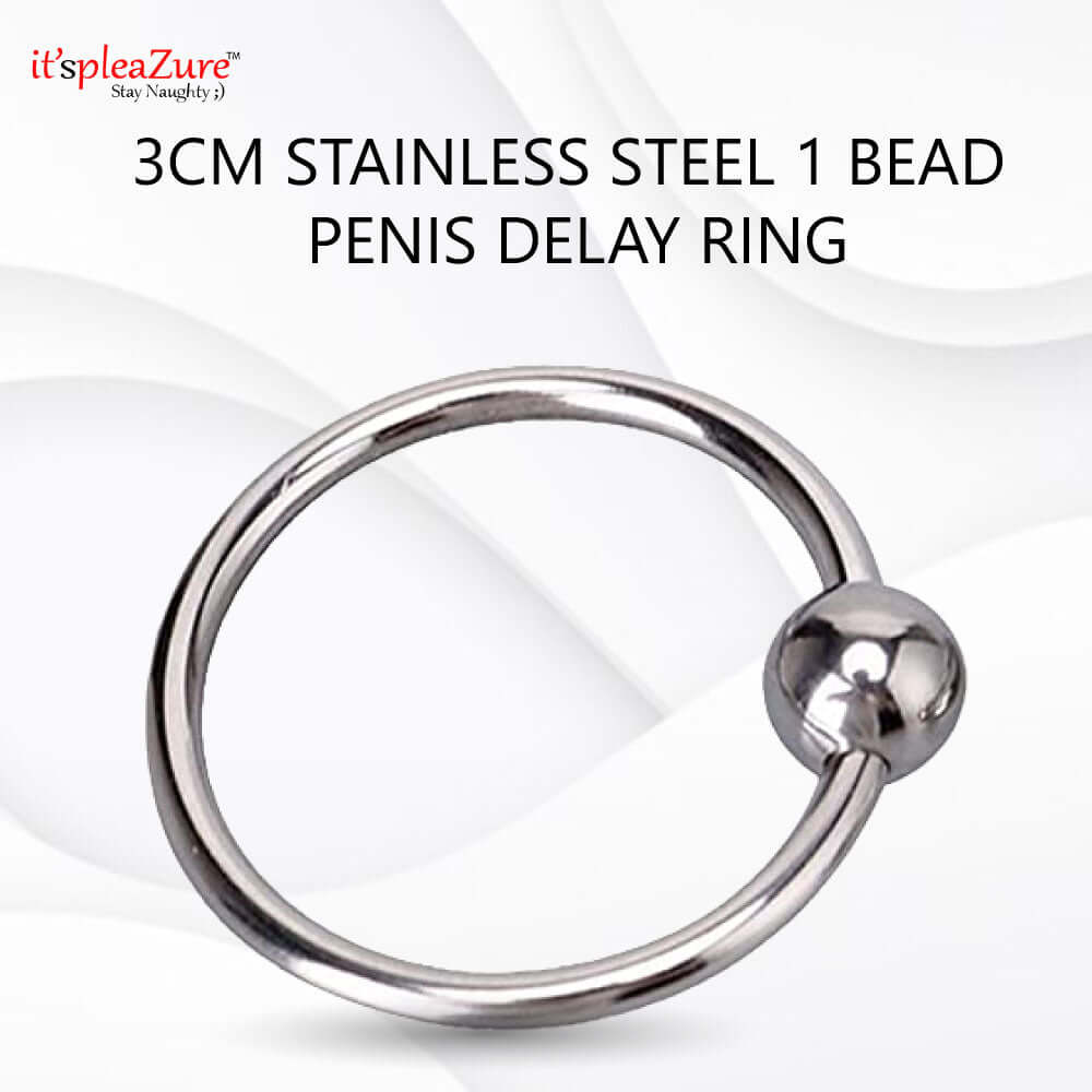 Itspleazure 3cm Stainless Steel 1 Bead Penis Delay Ring