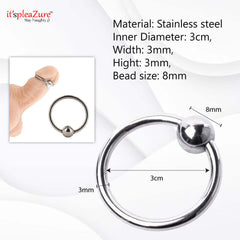 Itspleazure 3cm Stainless Steel 1 Bead Penis Delay Ring