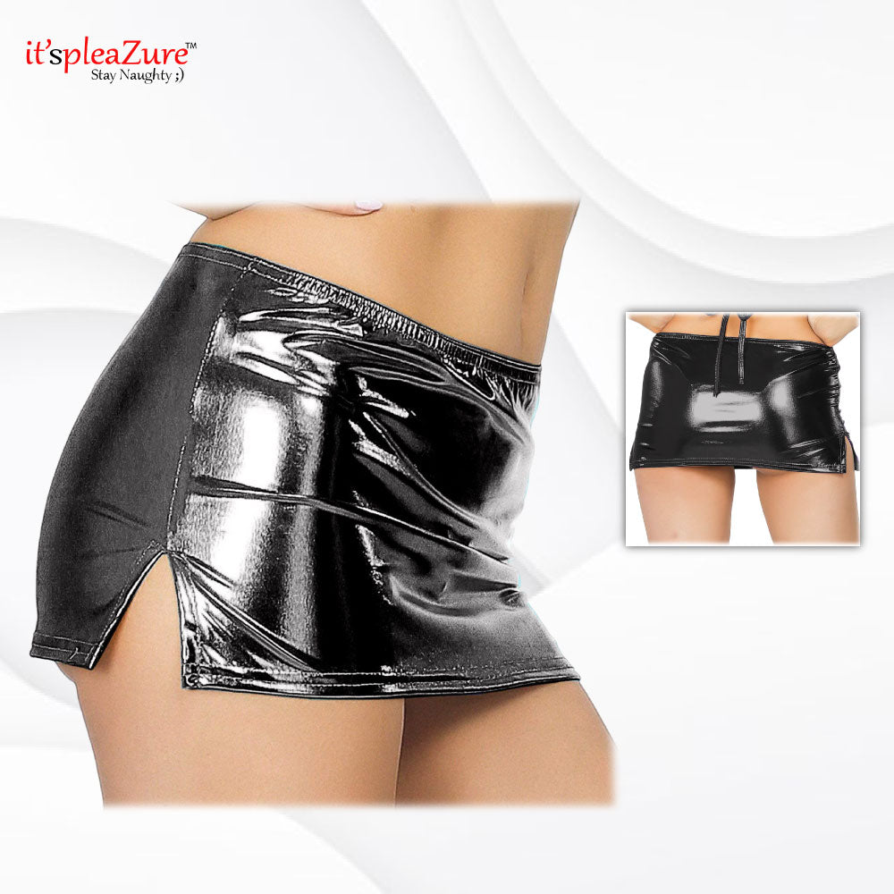 ItspleaZure women's Metallic Wet Look Bodycon Micro Mini Pencil Skirt
