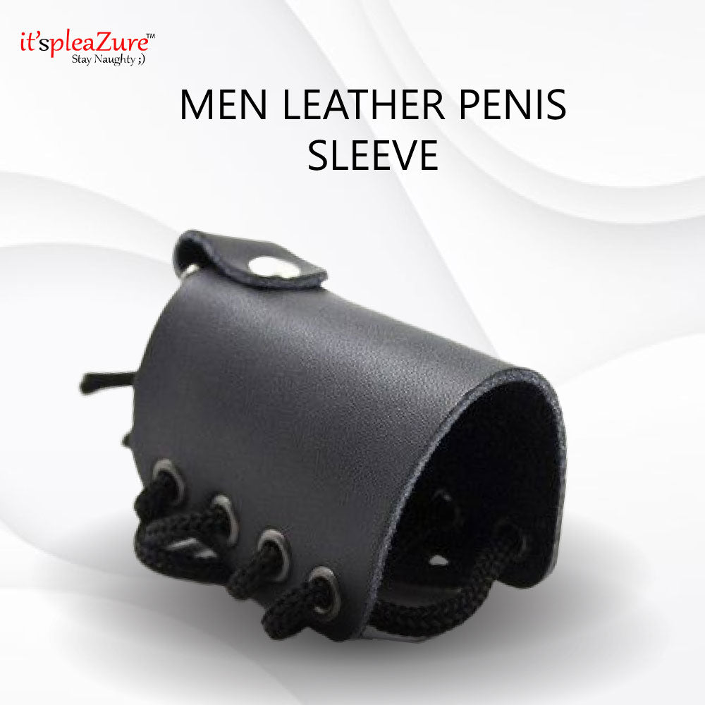 Men's Leather Penis Sleeve at ItspleaZure