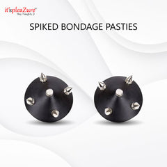 Itspleazure Black Leather Spiked Bondage Pasties 