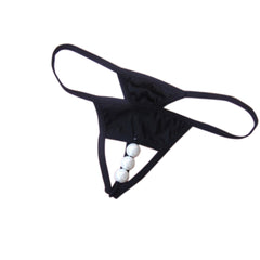 ItspleaZure Womens Sexy Open Crotch Pearl Thong - Black