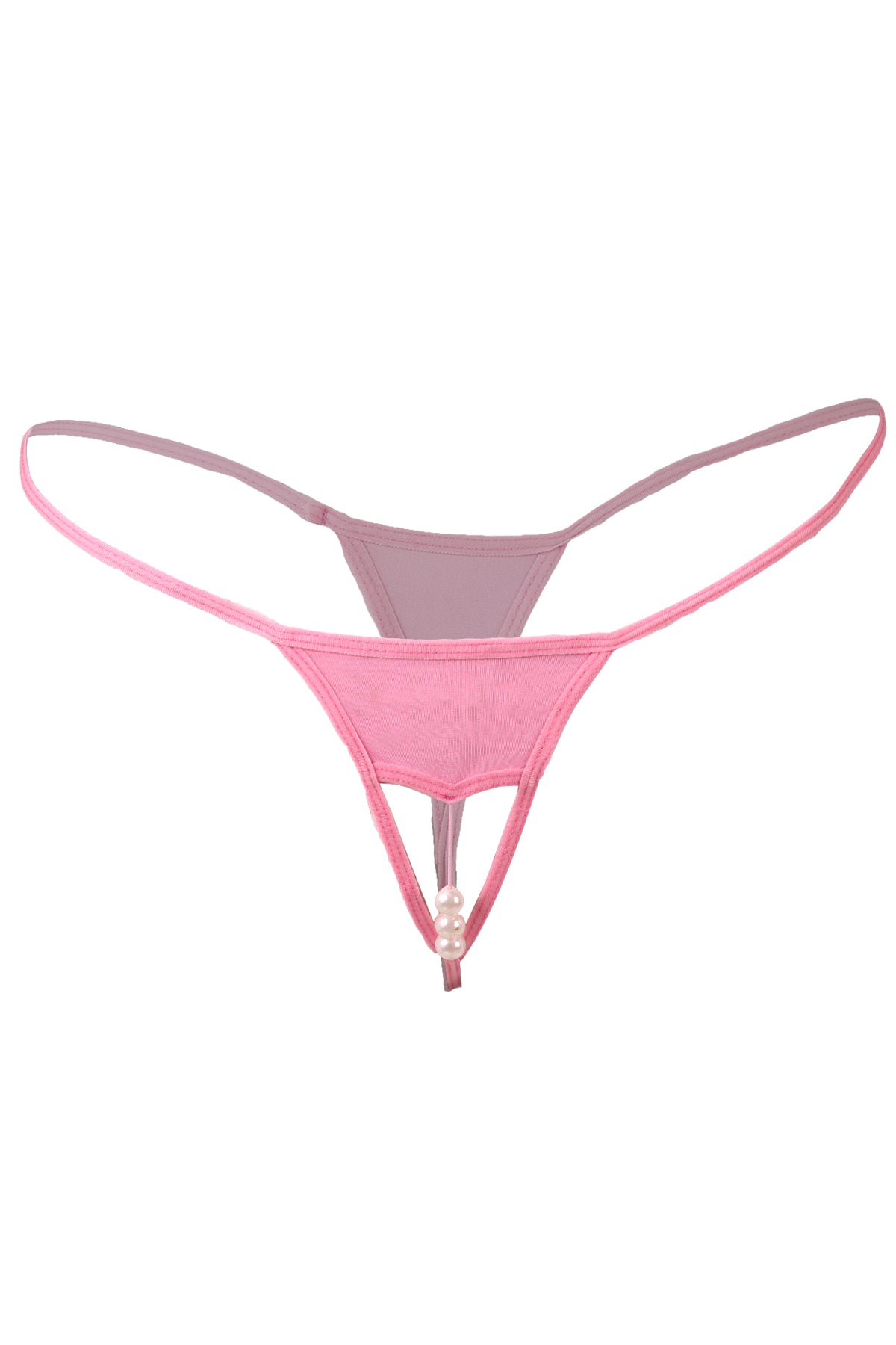 ItspleaZure Womens Sexy Open Crotch Pearl Thong - Pink