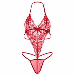 ItspleaZure Women Red Open Crotch Lingerie Underwear Hot Transparent Erotic Sexy Teddy for  at itspleaZure
