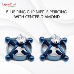 Itspleazure Ring Clip Nipple Peircing with Center Diamond