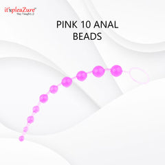 Pink anal beads set - body-safe and easy to clean