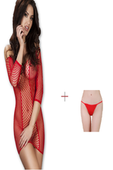 ItspleaZure Women's Fishnet Lingerie Babydoll  & Free Thong (Freesize_Q2MBS091RD_ARBT) for  at itspleaZure