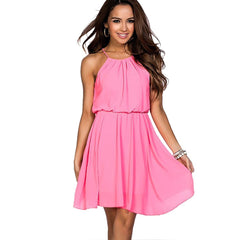 Fit and Flare Draped Chiffon Neon Pink Dress for Women at itspleaZure