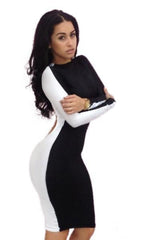 ItspleaZure Sexy Black White Club Bodycon Dress for  at itspleaZure