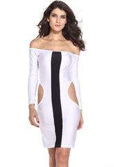 ItspleaZure Sexy Symmetrical Slim Fit White Midi Dress for  at itspleaZure