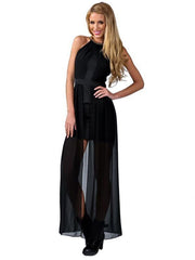 ItspleaZure Woman's Black Wrinkled Party Maxi Dress for  at itspleaZure