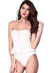 ItspleaZure Peplum White Jumpsuit for  at itspleaZure