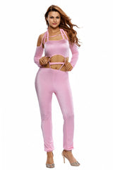 ItspleaZure Purple Neck Tie Cut-out Jumpsuit