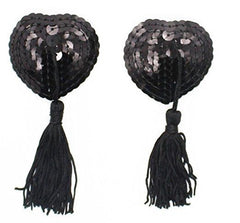 ItspleaZure Sweetheart Sequin Pasties With Tassel-Black for  at itspleaZure